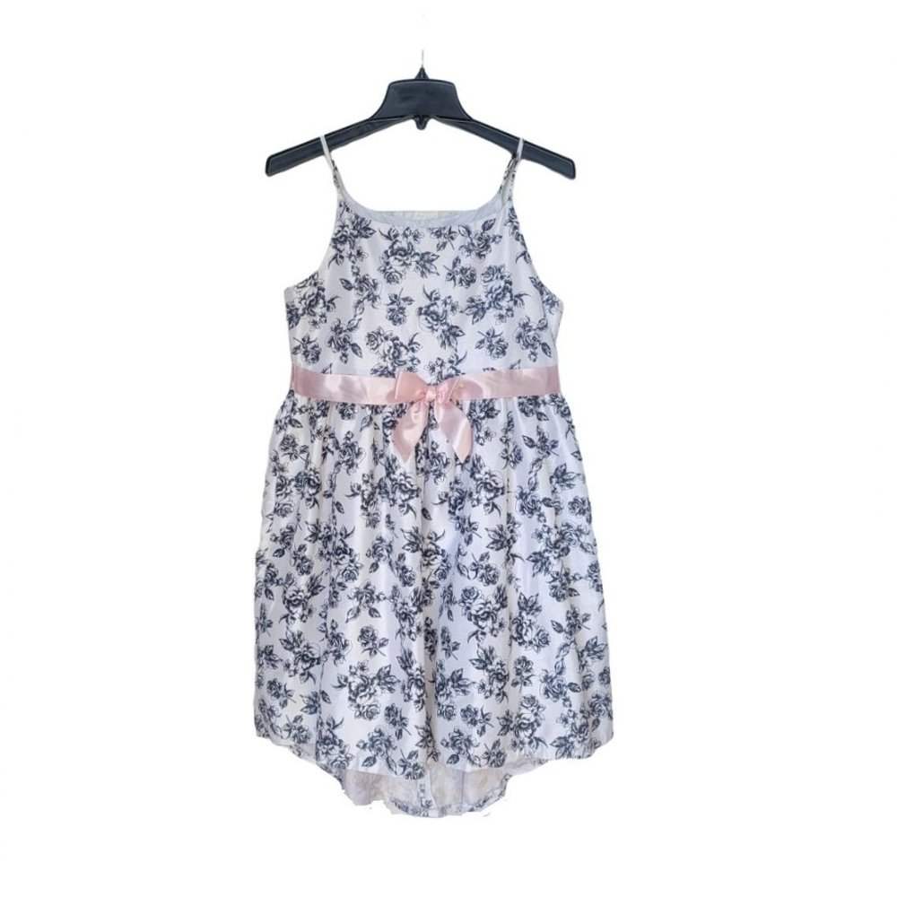 Sz 16 Bonnie Jean Formal Dress White Girls Spring Summer Party Roses Hi-low - Picture 2 of 8